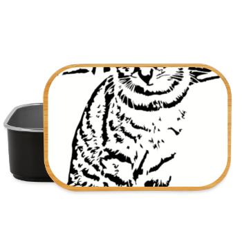 Katze schwarzweiß Katzenshirt Geschenk  - Lunch Box - Schwarz - Vorne