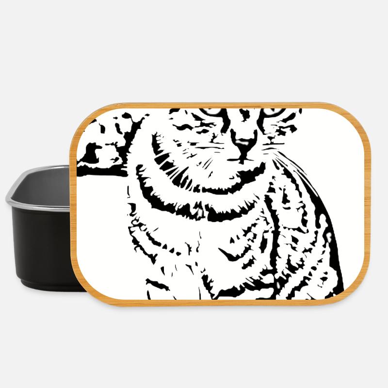 Katze schwarzweiß - Lunch Box - Schwarz