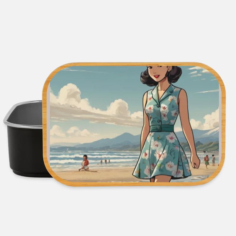 Retro Okinawa Beach Life Poster - Lunch Box - Schwarz