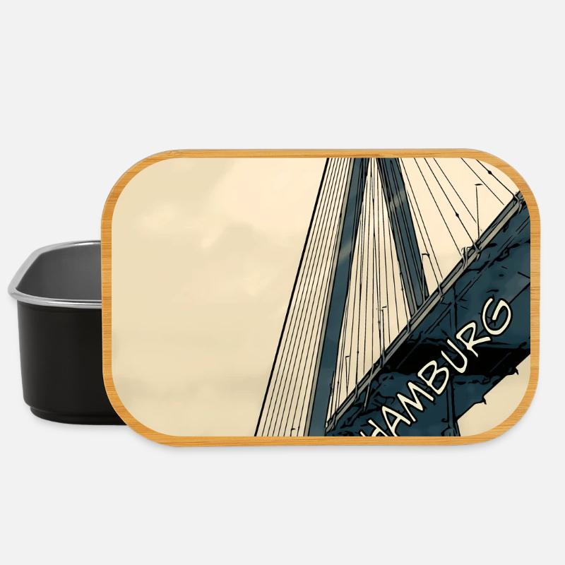 Hamburg Bruecken Skyline Illustration - Lunch Box - Schwarz