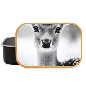 Tranquil Deer in Snowy Forest - Lunch Box - black - Front