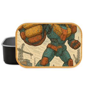 Robot Fight Stance in Docks - Lunch Box - black - Front