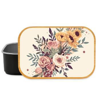 Floral bouquet with butterflies - Lunch Box - black - Front