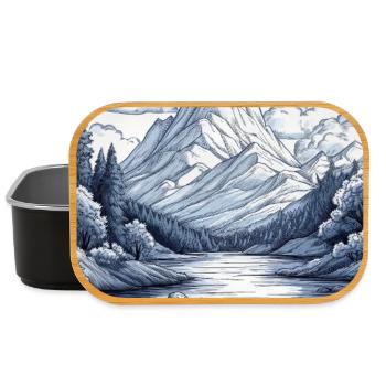 Illustration einer Gebirgslandschaft - Lunch Box - Schwarz - Vorne