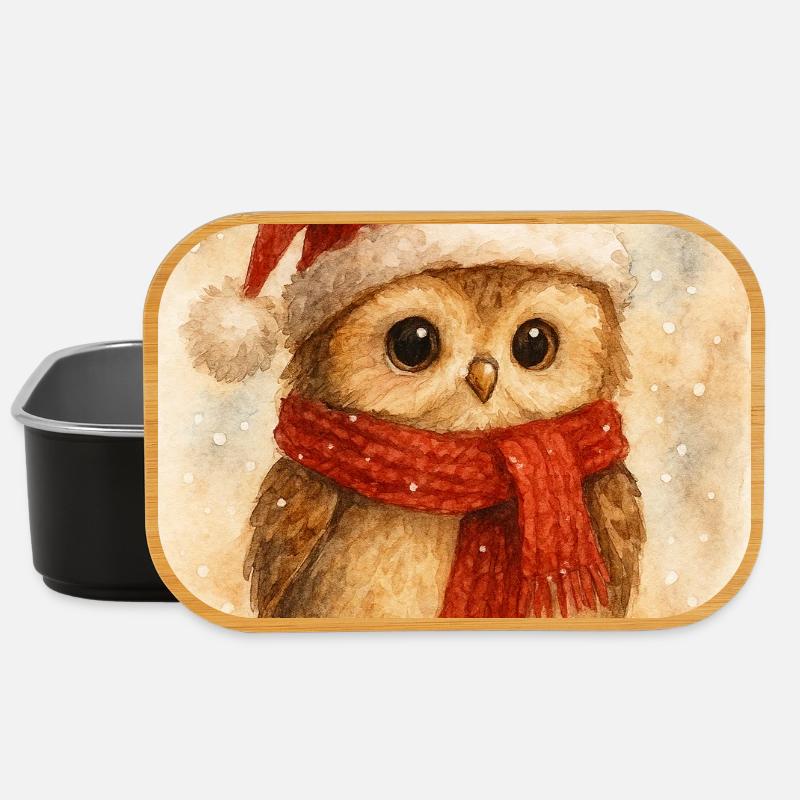 Wintereule mit Schal und Mütze - Lunch Box - Schwarz
