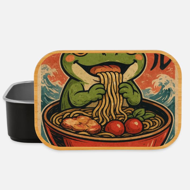 Frosch-Ramen Retro-Poster - Lunch Box - Schwarz