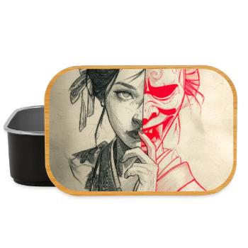 Portrait de dualité : Femme et Oni - Boîte à goûter - noir - Devant