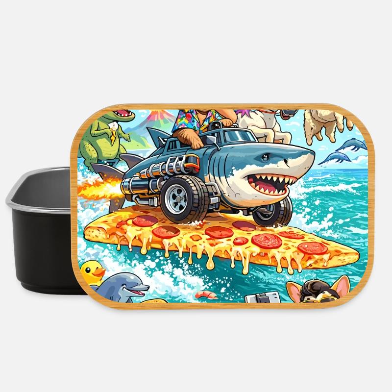 Plage de pizza Dino Unicorn - Boîte à goûter - noir