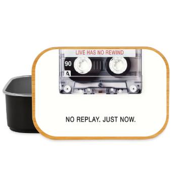 Pas de replay. À l’instant. – Conception rétro de cassette - Boîte à goûter - noir - Devant