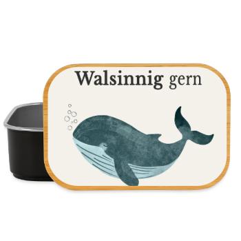 Liebevolles Wal Poster – walsinnig gern - Lunch Box - Schwarz - Vorne