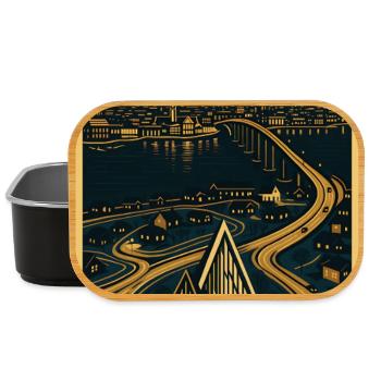 Tromsø Norwegen – Retro Reiseposter Art Deco - Lunch Box - Schwarz - Vorne