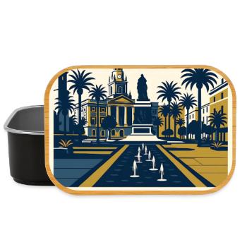 Cádiz Spain – Retro Travel Poster Navy/Gold - Lunch Box - black - Front