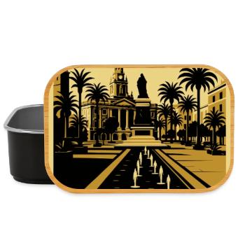 Cádiz Spain – Retro Travel Poster in Black and Gold - Lunch Box - black - Front