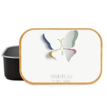Veränderung beginnt leise Schmetterling Design - Lunch Box - Schwarz - Vorne