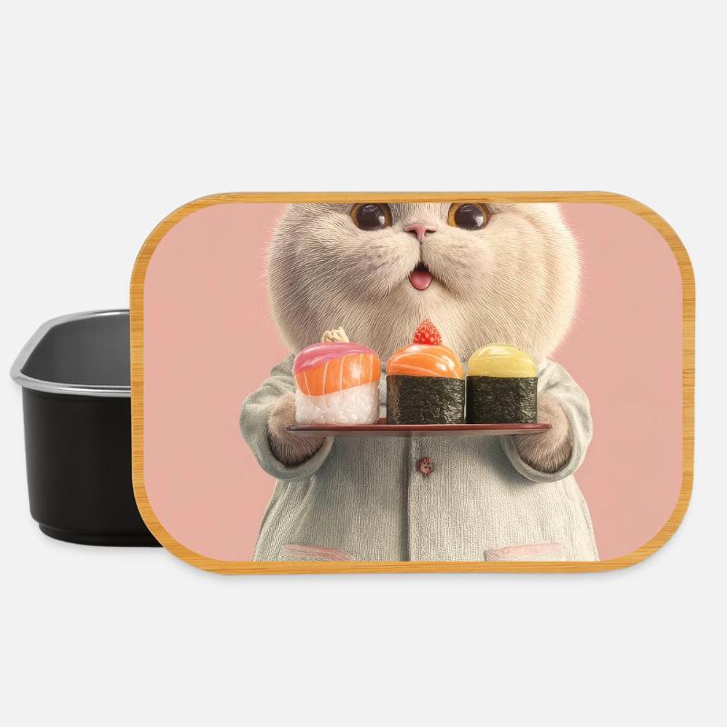 Pastel Sushi Chef Cat - Lunch Box - black