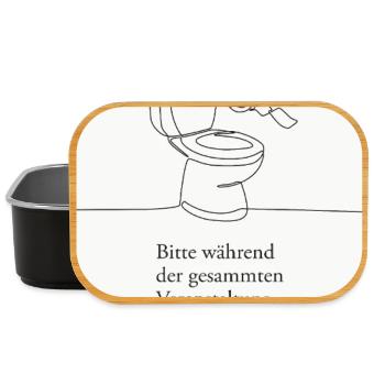 Bitte sitzen bleiben Lustiges WC Design - Lunch Box - Schwarz - Vorne
