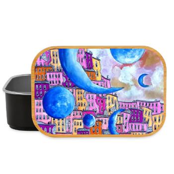 Lunar City Watercolor - Lunch Box - black - Front