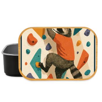 Bouldering raccoon climb higher motivation - Lunch Box - black - Front