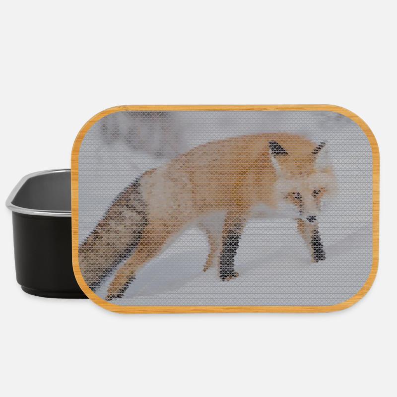 geometric fox - Lunch Box - black