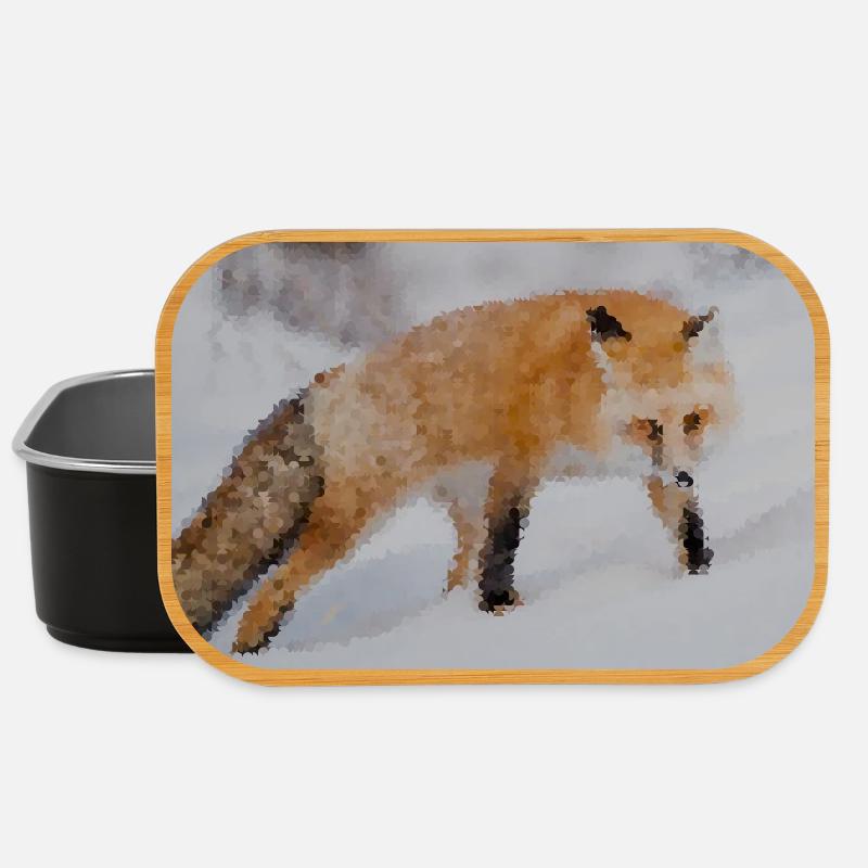 Fuchs im Schnee Aquarell - Lunch Box - Schwarz
