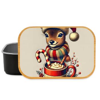 Weihnachtsreh mit heißer Schokolade - Lunch Box - Schwarz - Vorne