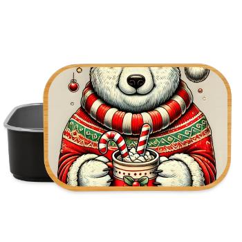 Weihnachtlicher Eisbär mit heißer Schokolade - Lunch Box - Schwarz - Vorne