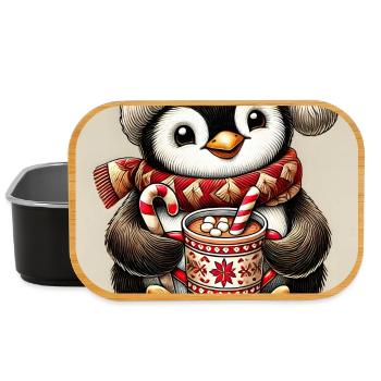 Weihnachts-Pinguin mit heißer Schokolade - Lunch Box - Schwarz - Vorne