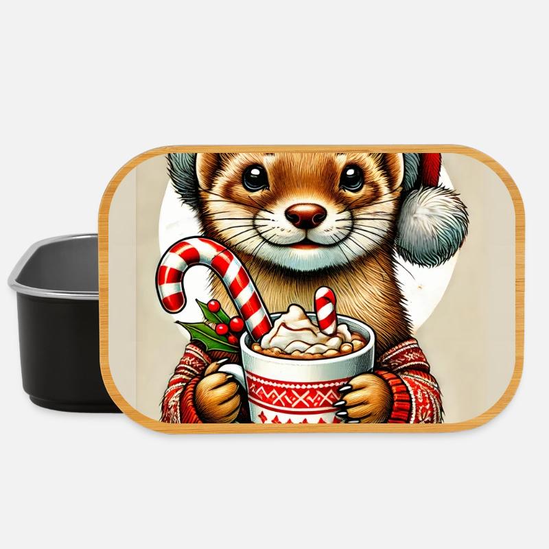 Christmas marten with hot chocolate - Lunch Box - black