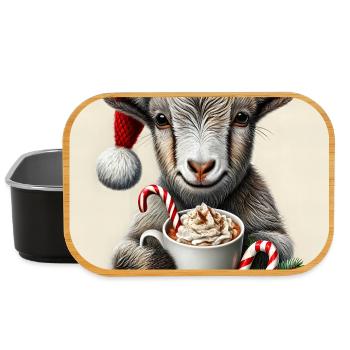 Weihnachtsziege mit heißer Schokolade - Lunch Box - Schwarz - Vorne