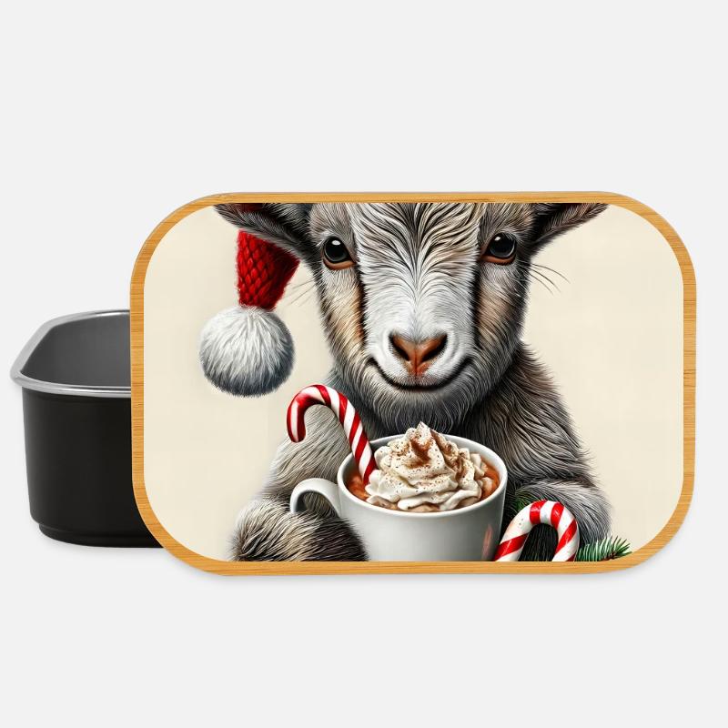 Christmas goat with hot chocolate - Lunch Box - black