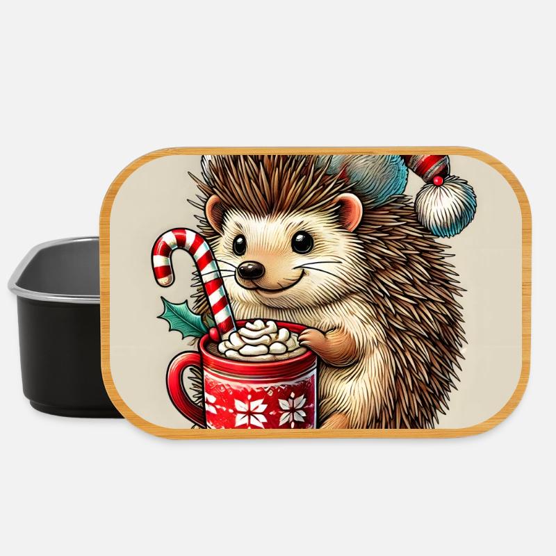 Weihnachtsigel mit heißer Schokolade - Lunch Box - Schwarz