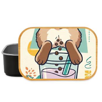 Bubble Tea Boba Drôle de Lapin mignon - Boîte à goûter - noir - Devant