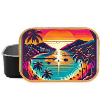 Motif de palmier Jalisco Mexico - Boîte à goûter - noir - Devant