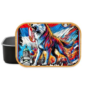 Conception du drapeau national du loup de Serbie - Boîte à goûter - noir - Devant