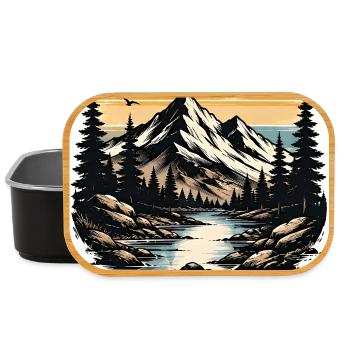 Appels d’aventure – Coucher de soleil sur le lac de la montagne - Boîte à goûter - noir - Devant