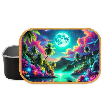 Parotonga Cook Islands vacation palm trees - Lunch Box - black - Front