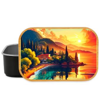 Korfu Griechenland Landschaft Reise Design - Lunch Box - Schwarz - Vorne