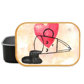 Motif de coeur avec dessin au trait Tasse à café amoureuse - Boîte à goûter - noir - Devant