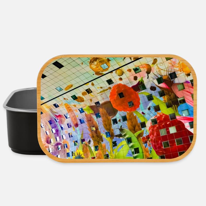 Fröhliches farbiges Blumendekor-Design - Lunch Box - Schwarz
