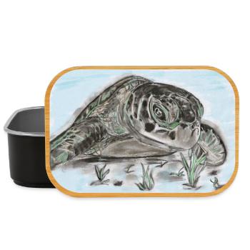Sea Turtle Illustration – Rest Patience Goal - Lunch Box - black - Front