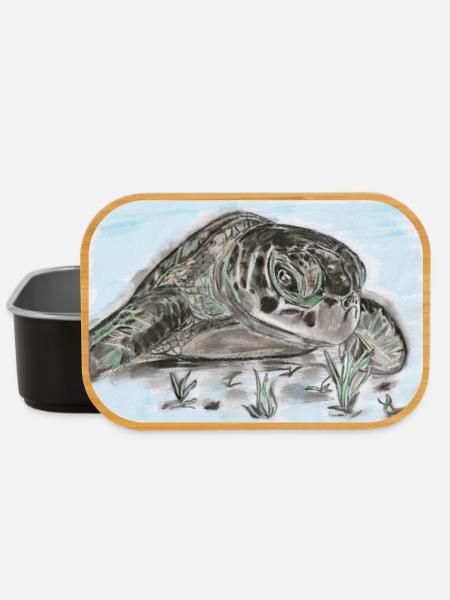 Sea Turtle Illustration – Rest Patience Goal - Lunch Box - black