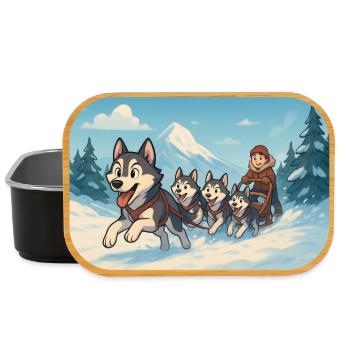 Winter Huskies Sled Mountain Race - Lunch Box - black - Front