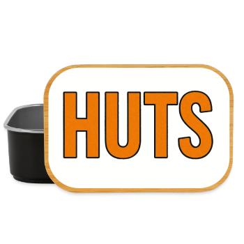 Huts Bold Orange Typography - Lunch Box - black - Front