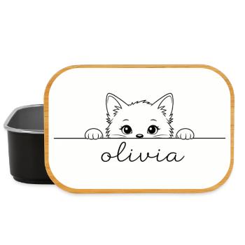 kitten looks curiously at Olivia. - Lunch Box - black - Front