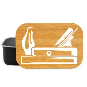Hobel Werkzeug Tischler Schreiner Symbol Logo icon - Lunch Box - Schwarz - Vorne