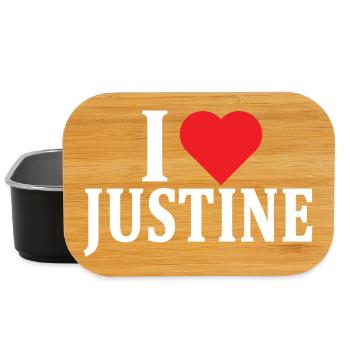 T-Shirt Ich liebe Justine T-Shirt Geschenkidee - Lunch Box - Schwarz - Vorne
