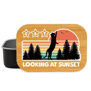 black cat looking at the sunset - Lunch Box - black - Front
