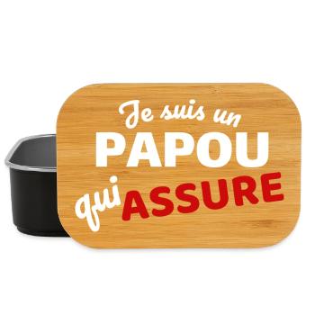 Citation humoristique pour papou qui assure - Boîte à goûter - noir - Devant