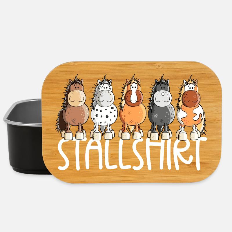 Drolliges Pferde Stallshirt Pferdestall - Lunch Box - Schwarz
