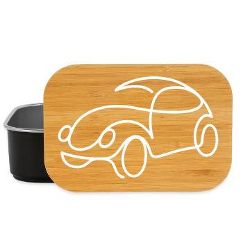 Retro Car Sketch – Simple Classic Car Motif - Lunch Box - black - Front